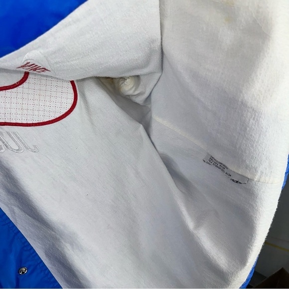 Vintage Nike Windbreaker Jacket 90s White Tag Blue White Full Zip Size L Pockets - Picture 4 of 6